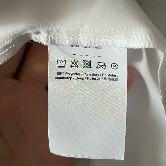 Esprit | Semi-Sheer White Button Down Blouse with Black Trim | Size Small - Picture 6 of 6